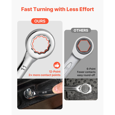 Σετ κλειδιών VEVOR, 42 τεμαχίων SAE και μετρικά, κλειδιά 12 άκρων με άκρο σε κουτί και ανοιχτό άκρο υπό γωνία 15° με θήκη τύλιξης, από ανθρακούχο χάλυβα, για γενικές επισκευές σπιτιού και αυτοκινήτων