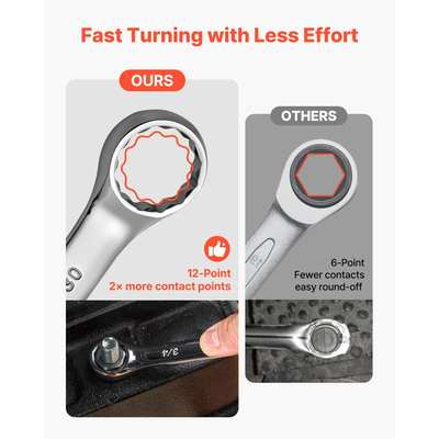 Σετ κλειδιών VEVOR, 44 τεμαχίων SAE και μετρικά, κλειδιά 12 σημείων με άκρο σε κουτί και ανοιχτό άκρο υπό γωνία 15° με θήκη τύλιξης, από ανθρακούχο χάλυβα, για γενικές επισκευές σπιτιού και αυτοκινήτων