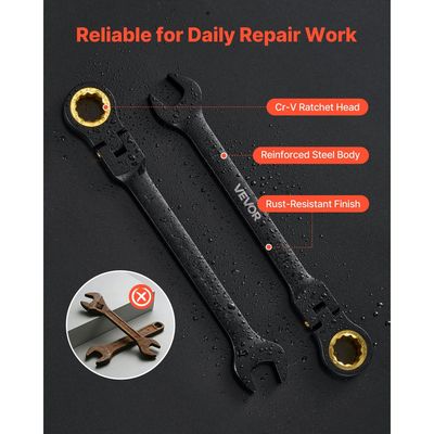 Σετ κλειδιών καστάνιας VEVOR με εύκαμπτη κεφαλή, 24 τεμαχίων SAE και μετρικό, 72 δόντια, σετ εύκαμπτων κλειδιών συνδυασμού με καστάνια από χάλυβα Cr-V με θήκη αποθήκευσης, για γενικές επισκευές σπιτιού και αυτοκινήτων, μαύρο