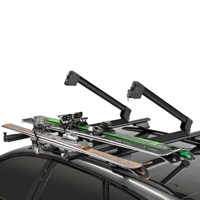 Menabo - Βάση Σκι Οροφής Αλουμινίου Yelo Black με Κλειδί για 6 Ζευγάρια Σκι ή 4 Snowboard για Ασφαλή Μεταφορά Φορτίου - 1 Σετ (14200/MB)