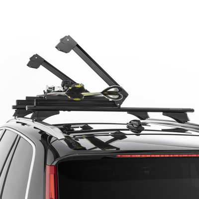 Menabo - Βάση Σκι Οροφής Αλουμινίου Yelo 4 NS Black με Κλειδί για 4 Ζευγάρια Σκι ή 2 Snowboard για Ασφαλή Μεταφορά Φορτίου - 1 Σετ (14590/MB)