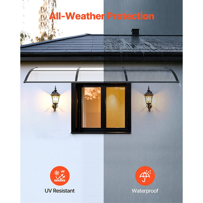 Τέντες VEVOR για Πόρτα Είσοδο, 38 x 117 ίντσες, Τέντες Εξωτερικού Παραθύρου με Αποχέτευση & Βάση ABS, Προστασία από Βροχή, Χιόνι, Αντηλιακή Προστασία, Προεξέχον Πολυανθρακικό Στέγαστρο Πόρτας για Βεράντα, Διαφανές