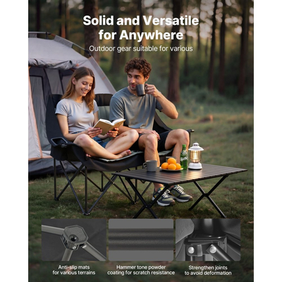 Διπλή καρέκλα κάμπινγκ VEVOR, μεγάλη καρέκλα κάμπινγκ δύο ατόμων με στήριξη βαρέως τύπου 300 kg, με διπλές θήκες για ποτήρια, θήκες για ποτήρια κρασιού, ιμάντες περιοδικών, τσάντες μεταφοράς για εξωτερικούς χώρους, παραλία, 1 πακέτο