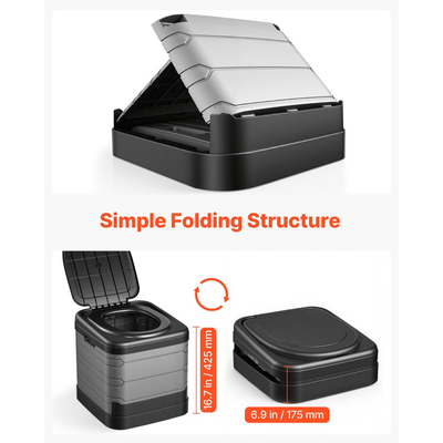 Φορητή τουαλέτα VEVOR, Χωρητικότητα 150 kg, Πτυσσόμενη τουαλέτα κάμπινγκ για ενήλικες, Γιογιό ταξιδιού εξωτερικού χώρου με τσάντα μεταφοράς, Σακούλες απορριμμάτων, Κατάλληλο για οικιακή χρήση, Ταξίδια με τροχόσπιτο, Κάμπινγκ, Πεζοπορία, Βαρκάδα, Αυτοκίνητο, Εκδρομές