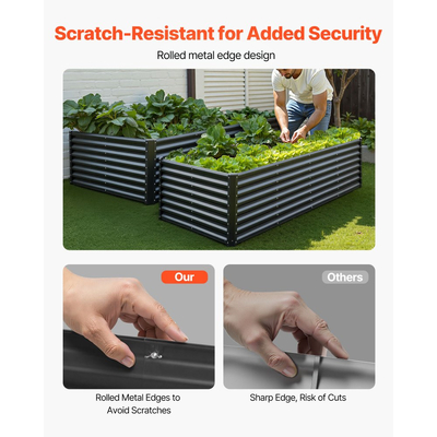 Μεταλλικό υπερυψωμένο παρτέρι VEVOR, γαλβανισμένο κουτί κήπου εξωτερικού χώρου 2,4 x 1,2 x 0,6 m, ανοιχτού πάτου, μεγάλο υπερυψωμένο παρτέρι για καλλιέργεια λαχανικών, λουλουδιών, βοτάνων και παχύφυτων, σκούρο γκρι