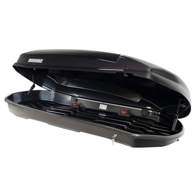 Menabo - Μπαγκαζιέρα Οροφής Satellite 600 Duo Black με Δαγκάνες Crab (Μαύρη / Γυαλιστερή 197,6x94x46,7cm) για Ασφαλή Μεταφορά Φορτίου - 1 τεμ. (16920/MB)