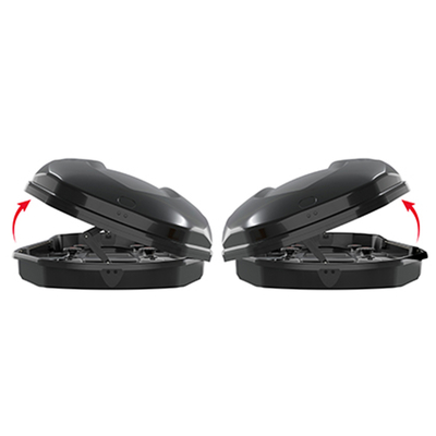 Menabo - Μπαγκαζιέρα Οροφής Satellite 600 Duo Black με Δαγκάνες Crab (Μαύρη / Γυαλιστερή 197,6x94x46,7cm) για Ασφαλή Μεταφορά Φορτίου - 1 τεμ. (16920/MB)