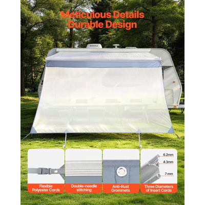 Σκίαστρο για τέντες VEVOR RV, 2 x 3,3 m Πολυεστερικό πλέγμα για σκίαση (χωράει τέντες 3,5 m), Διπλά ραμμένο αναπνεύσιμο αντηλιακό για ταξίδια και υπαίθριες κατασκηνώσεις RV