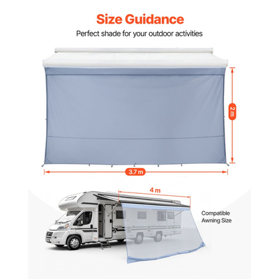 Σκίαστρο για τέντα RV VEVOR, 2 x 3,7 m σκίαστρο για τέντα RV (χωράει τέντες 4 m) με κάλυμμα PU με φερμουάρ UV50+, διπλής ραφής αντηλιακό από πολυεστερικό πλέγμα για ταξίδια και υπαίθριες κατασκηνώσεις με RV