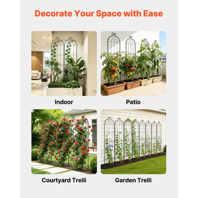 Πλέγμα Κήπου VEVOR, Πλέγμα Τριανταφυλλιάς 220 x 52,5 cm, 2 συσκευασίες πέργκολας για τριανταφυλλιές λουλουδιών κήπου με φινίρισμα ηλεκτροστατικής βαφής και βολικό σχεδιασμό κλειδώματος, Πλέγματα Στήριξης Φυτών για Λουλούδια, Λαχανικά, Τριαντάφυλλα