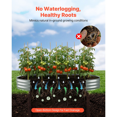 Γαλβανισμένο υπερυψωμένο παρτέρι VEVOR, 240 x 120 x 30 cm, Κιτ οβάλ μεταλλικής γλάστρας εξωτερικού χώρου, Υπερυψωμένο κουτί κήπου χωρίς πάτο με γάντια, ανθεκτικό στη σκουριά Alu-Zinc, για φύτευση λουλουδιών και φρούτων, ασημί