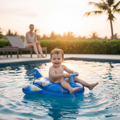 Παιδικό φουσκωτό σωσίβιο με τιμόνι και κάθισμα - 155006 - Blue