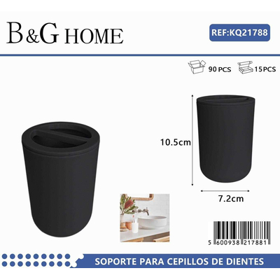 Θήκες οδοντόβουρτσας πλαστικές σε σετ 5Χ - Black - 21788