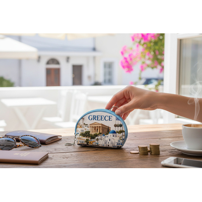 Πορτοφόλι Souvenir μπρελόκ mini - PVC - Greece - 10*8*3cm - 871778