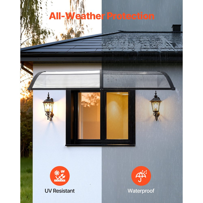 Τέντες VEVOR για Πόρτα Είσοδο, 38 x 78 ίντσες, Τέντες Εξωτερικών Παραθύρων με Αποχέτευση & Βάση ABS, Προστασία από Βροχή, Χιόνι, Αντηλιακή Προστασία, Πολυανθρακικό Στέγαστρο Πόρτας για Βεράντα, Διαφανές