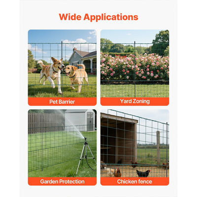 Προσωρινός φράχτης VEVOR με πασσάλους, περίφραξη από πλαστικό πλέγμα 1,05 x 50m, φράχτες ασφαλείας κήπου με δίχτυ με διπλούς πασσάλους και σχοινιά, προσωρινός φράχτης για σκύλους, κοτόπουλα, φυτά, εξωτερικούς χώρους