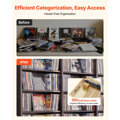 Ντουλάπι αποθήκευσης πολυμέσων VEVOR, 8-επιπέδων DVD ραφιών, 142 x 22 x 130 cm πολυμεσικής αποθήκευσης για CD, DVD, βιβλία & παιχνίδια, Ράφι CD για σαλόνι, γραφείο στο σπίτι, δωμάτιο ηχογράφησης, καφέ