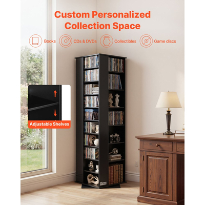 Ντουλάπι αποθήκευσης πολυμέσων VEVOR, Πύργος ραφιών CD, Περιστρεφόμενος πύργος ραφιών πολυμέσων 34 τμημάτων για CD, DVD, βιβλία και δίσκους παιχνιδιών, Βάση DVD για σαλόνι, γραφείο στο σπίτι και δωμάτιο ηχογράφησης, Μαύρο