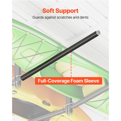 Ράφι αποθήκευσης καγιάκ VEVOR για 2 καγιάκ, Χωρητικότητα έως 113,4 kg, Ρυθμιζόμενη βάση οροφής βαρέως τύπου για τοποθέτηση σε οροφή γκαράζ, Κρεμάστρα αποθήκευσης γκαράζ για κανό, σκάλα, SUP, σανίδα του σερφ και σανίδα paddleboard