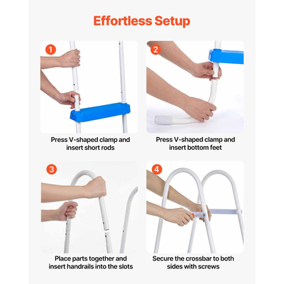 VEVOR Υπέργεια Σκάλα Πισίνας, Σκαλοπάτια Πισίνας με 3 Σκαλοπάτια από Χαλύβδινο Πλαίσιο Α για Ύψος Τοίχου 91,4 cm, Χωρητικότητα 136 kg, Σκαλοπάτια Εισόδου/Εξόδου με Ασφαλές Αντιολισθητικό, Ανθεκτικό Πλατύ Σκαλοπάτι, Εύκολη Εγκατάσταση, Λευκό & Μπλε