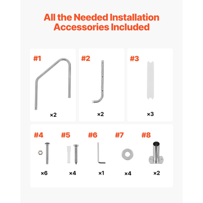 Σκάλα πισίνας VEVOR, 3 σκαλοπάτια με διπλά κιγκλιδώματα, αντιολισθητικά, βαρέως τύπου, φαρδιά σκαλοπάτια, πλαίσιο από ανοξείδωτο ατσάλι, χωρητικότητα 120 kg για είσοδο/έξοδο πισίνας 121,9-137,2 cm, εσωτερικούς και εξωτερικούς χώρους