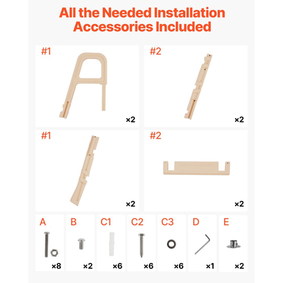 Σκάλα πισίνας VEVOR, Κεκλιμένη σκάλα 5 σκαλοπατιών με διπλά κιγκλιδώματα, Αντιολισθητικό φαρδύ σκαλοπάτι, Χωρητικότητα φορτίου 136 kg, για πισίνες 121,9-137,2 cm εντός και υπέργειας επιφάνειας, για οποιαδήποτε επιφάνεια καταστρώματος, εσωτερική και εξωτερική, μπεζ