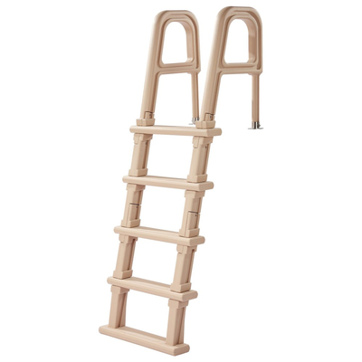 Σκάλα πισίνας VEVOR, Κεκλιμένη σκάλα 5 σκαλοπατιών με διπλά κιγκλιδώματα, Αντιολισθητικό φαρδύ σκαλοπάτι, Χωρητικότητα φορτίου 136 kg, για πισίνες 121,9-137,2 cm εντός και υπέργειας επιφάνειας, για οποιαδήποτε επιφάνεια καταστρώματος, εσωτερική και εξωτερική, μπεζ