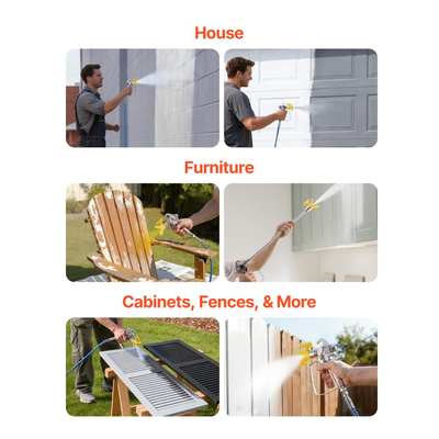 Ψεκαστήρας βαφής χωρίς αέρα VEVOR με διάφραγμα, αποδοτικός ψεκαστήρας βαφής χωρίς αέρα 1800 W με καρότσι, υψηλής πίεσης 3300 psi, με πόλο επέκτασης, βελόνα καθαρισμού και βούρτσα, για ψεκασμό εσωτερικού και εξωτερικού χώρου στο σπίτι