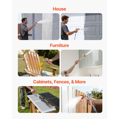 Ψεκαστήρας βαφής χωρίς αέρα VEVOR με διάφραγμα, αποδοτικός ψεκαστήρας βαφής χωρίς αέρα 2000 W με καρότσι, υψηλής πίεσης 3300 psi, με πόλο επέκτασης, βελόνα καθαρισμού και βούρτσα, για ψεκασμό εσωτερικού και εξωτερικού χώρου στο σπίτι