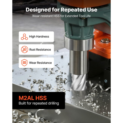 Σετ δακτυλιοειδών κοπτών VEVOR, κιτ 13 τεμαχίων τρυπανιών γενικής χρήσης με στέλεχος, βάθος κοπής 50,8 mm, διάμετρος κοπής 11,11 mm έως 26,98 mm, HSS, 11 τρυπάνια, 2 ακίδες οδηγού, πλαστική θήκη, για μαγνητικά τρυπάνια