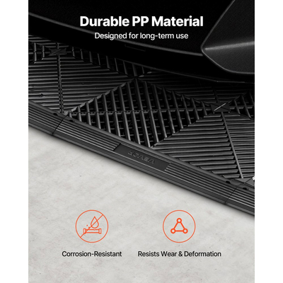 Κιτ άκρων μετάβασης VEVOR, 11 τεμαχίων, ανθεκτικό, ίσιο περίγραμμα δαπέδου γκαράζ, υλικό PP, εύκολη εγκατάσταση, προστασία άκρων για πισίνα εστιατορίου με υγρή περιοχή, συμβατό μόνο με χαλάκια αποστράγγισης VEVOR, μαύρο