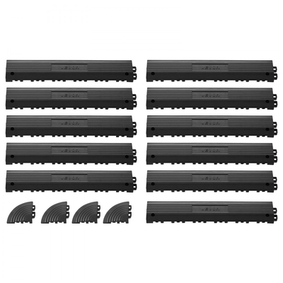 Κιτ άκρων μετάβασης VEVOR, 11 τεμαχίων, ανθεκτικό, ίσιο περίγραμμα δαπέδου γκαράζ, υλικό PP, εύκολη εγκατάσταση, προστασία άκρων για πισίνα εστιατορίου με υγρή περιοχή, συμβατό μόνο με χαλάκια αποστράγγισης VEVOR, μαύρο