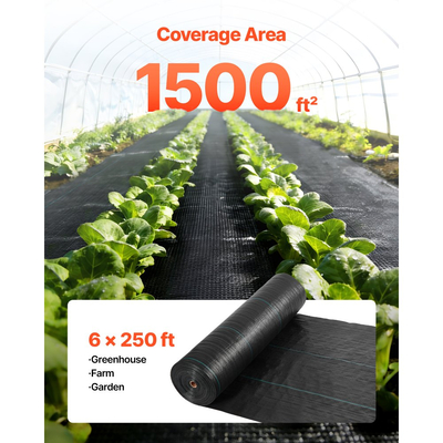 Ύφασμα VEVOR για φράγμα ζιζανίων βαρέως τύπου, 1.8x76.2m 141.7g ύφασμα τοπίου, υφασμένα υφάσματα κατά των ζιζανίων, υφάσματα κήπου για φράγμα ζιζανίων, κάλυψη εδάφους ελέγχου ζιζανίων, ιμάντες γεωυφάσματος, χαλάκι κηπουρικής, μαύρο