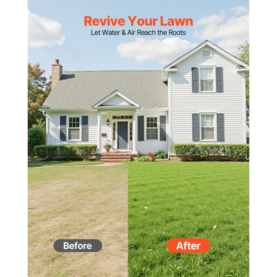 Αεριστήρας γκαζόν VEVOR, Εργαλείο χειροκίνητου αερισμού πυρήνα 9,2 ιντσών με 15 σιδερένιες αιχμές, μακριά λαβή και φαρδιά πλάκα, εργαλείο αερισμού γρασιδιού βαρέως τύπου, Αεριστήρες αυλής για αερισμό γκαζόν με συμπιεσμένο σκληρυμένο έδαφος