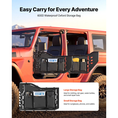 Πόρτες VEVOR Jeep Tube, 4θυρες, συμβατές με Jeep Wrangler JL 2018-2026 & Gladiator JT 2020-2026, Χαλύβδινες μπροστινές και πίσω σωληνωτές ημιθυρίδες Off Road με πιστοποιημένους πλευρικούς καθρέφτες DOT και τσάντα αποθήκευσης.