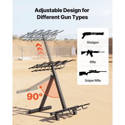 Βάση όπλων VEVOR, Φορητή, Πτυσσόμενη Βάση για Βαρέα Ατσάλινα Τυφέκια, Ανεξάρτητη Εσωτερική και Εξωτερική Αποθήκευση Οπλισμού, Χωράει Έως 7 Πιστόλια και 4 Τυφέκια ή Κυνηγετικά Όπλα, για Πεδίο Σκοποβολής και Κυνήγι