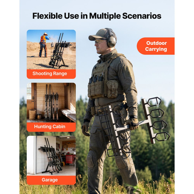 Βάση όπλων VEVOR, Φορητή, Πτυσσόμενη Βάση για Βαρέα Ατσάλινα Τυφέκια, Ανεξάρτητη Εσωτερική και Εξωτερική Αποθήκευση Οπλισμού, Χωράει Έως 7 Πιστόλια και 4 Τυφέκια ή Κυνηγετικά Όπλα, για Πεδίο Σκοποβολής και Κυνήγι