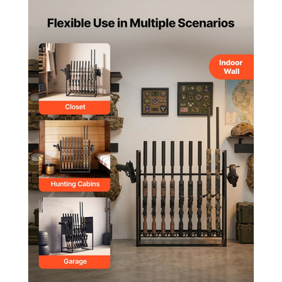 Βάση όπλων VEVOR, επιδαπέδια, εσωτερική βάση για βαριά ατσάλινη βάση για κυνηγετικά όπλα, ανεξάρτητη αποθήκευση όπλων με θήκη γεμιστήρα, χωράει έως και 9 τουφέκια και 4 πιστόλια, για αποθήκευση σε γκαράζ στο σπίτι