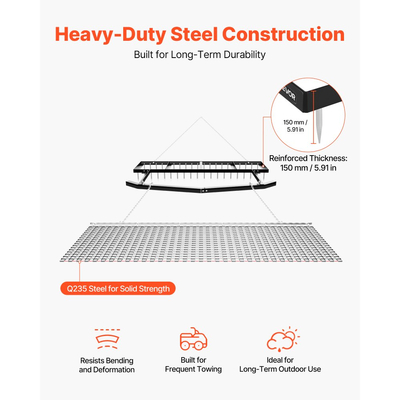 Σβάρνα VEVOR Drag Harrow, 6 ft Towbehind Driveway με Αλυσίδα, Ρυθμιζόμενο Πλάτος & Χωρητικότητα 80 Lbs, Βαρέως Τύπου Τσουγκράνα Ισοπέδωσης Γκαζόν, Ταιριάζει σε ATV, UTV και Τρακτέρ, για Χωματόδρομο