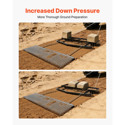 Σβάρνα VEVOR Drag Harrow, 6 ft Towbehind Driveway με Αλυσίδα, Ρυθμιζόμενο Πλάτος & Χωρητικότητα 80 Lbs, Βαρέως Τύπου Τσουγκράνα Ισοπέδωσης Γκαζόν, Ταιριάζει σε ATV, UTV και Τρακτέρ, για Χωματόδρομο