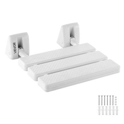 Πτυσσόμενο κάθισμα ντους VEVOR για τοποθέτηση στον τοίχο, πτυσσόμενος πάγκος ντους 317 mm, πτυσσόμενο κάθισμα διαδρόμου μπάνιου PP με πλαίσιο από κράμα αλουμινίου για ενήλικες και ηλικιωμένους, φόρτωση 100 kg