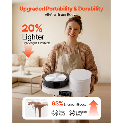 Τροχός κεραμικής VEVOR για ενήλικες, περιστρεφόμενος δίσκος αλουμινίου 28 cm, ηλεκτρικός επιτραπέζιος τροχός κεραμικής 450W με πεντάλ ποδιού, ρυθμιζόμενη ταχύτητα 30-300 σ.α.λ., σώμα αλουμινίου, για αρχάριους, χειροτεχνία από πηλό DIY, λευκό