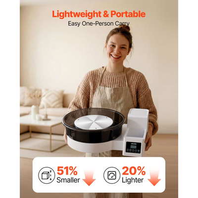 Τροχός κεραμικής VEVOR για ενήλικες, Πικάπ 36 και 28 cm, Ηλεκτρικός επιτραπέζιος τροχός κεραμικής 450W με πεντάλ ποδιού, Ρυθμιζόμενη ταχύτητα 30-300 σ.α.λ., Αποσπώμενος νιπτήρας, για αρχάριους, Χειροτεχνία από πηλό DIY, Λευκό