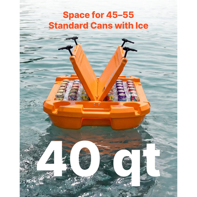 Πλωτό ψυγείο VEVOR, Πλωτό παγοφυλάκιο 37,9 λίτρων με ξηρή αποθήκευση και σχοινί ρυμούλκησης, αμφίβιο ψυγείο ποτών LLDPE υψηλής ποιότητας για νερό και στεριά, Ομαλή και σταθερή κρουαζιέρα σε λίμνη, ποτάμι, πισίνα, παραλία, καγιάκ, πορτοκαλί