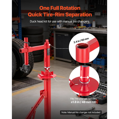 Κιτ χειροκίνητης αλλαγής ελαστικών VEVOR με κεφαλή πάπιας με ασημί κώνο, κατάλληλο για ζάντες 406-533 mm, Κιτ προσαρμογέα χειροκίνητης αλλαγής ελαστικών βαρέως τύπου, εργαλείο τοποθέτησης και αποσυναρμολόγησης για τα περισσότερα αυτοκίνητα, SUV, φορτηγά, ATV