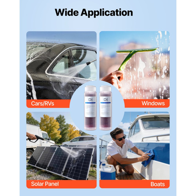 Απιονισμένο φίλτρο VEVOR για σύστημα πλυσίματος αυτοκινήτων χωρίς ίχνη, 2 x 0,5L φίλτρο DI ρητίνης που αλλάζει χρώμα - Συμβατό με το σύστημα απιονισμένου νερού PRS-101XC για αυτοκίνητα, τροχόσπιτα και παράθυρα
