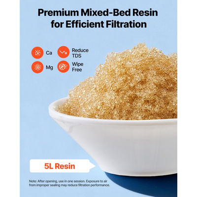 Ανταλλακτικό φίλτρου απιονισμένης ρητίνης VEVOR για σύστημα πλυσίματος αυτοκινήτων χωρίς ίχνη, Ανταλλακτικό φίλτρου απιονισμένης ρητίνης 5L μεικτής κλίνης - Συμβατό με επαναγεμιζόμενο σύστημα απιονισμένου νερού για αυτοκίνητα, τροχόσπιτα και σκάφη