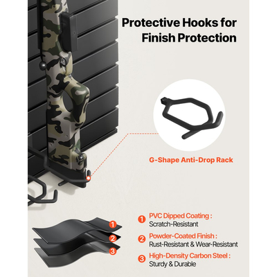 Βάση όπλων VEVOR, επιτοίχια τοποθέτηση, αποθήκευση τακτικού όπλου κυνηγετικού όπλου, βαρέως τύπου πάνελ PVC και ατσάλινες επιτοίχιες βάσεις, χωράει με ασφάλεια έως και 2 τουφέκια και 4 πιστόλια, αρθρωτή θήκη οργάνωσης αξεσουάρ εξοπλισμού όπλων