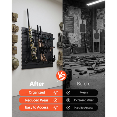 Βάση όπλων VEVOR, Επιτοίχια τοποθέτηση, Βαρέως τύπου ατσάλινη βάση αποθήκευσης πιστολιού καραμπίνας, χωράει με ασφάλεια έως και 6 τουφέκια και 6 πιστόλια, Αρθρωτή βάση οργάνωσης αξεσουάρ εξοπλισμού όπλων και τοίχου