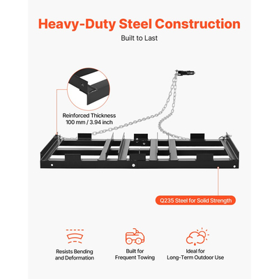 Σβάρνα VEVOR Drag Harrow, 122 x 50 cm, Ισοπεδωτής δρόμου με ρυθμιζόμενο πλάτος και χωρητικότητα φορτίου 50 λίβρες, Βαρέως τύπου τσουγκράνα ισοπέδωσης γκαζόν, Φρένο δρόμου με γαλβανισμένο χαλίκι, Κατάλληλο για ATV, UTV, τρακτέρ